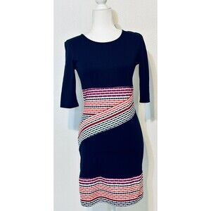 HUTCH Anthropologie Women Size XS Kellen Navy Blue Stripe Sheath Dress Feminine